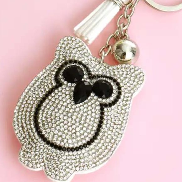 "WHITE OWL" HANDBAG JEWELRY CHARM PURSE SILVERY PENDANT 44 - Picture 1 of 2